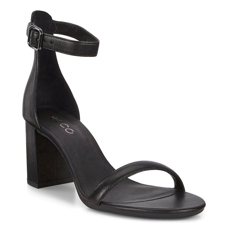 Women Ecco Elevate 75 Block Sandal - Sandals Black - India RHLITG521